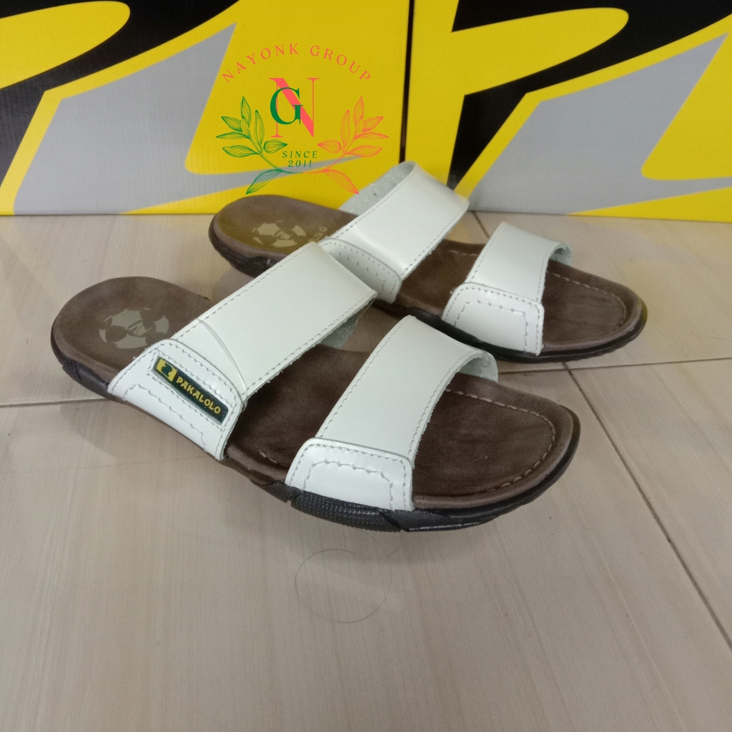 SANDAL PAKALOLO PRIA WARNA PUTIH SANDAL SLOP PUTIH CASUAL