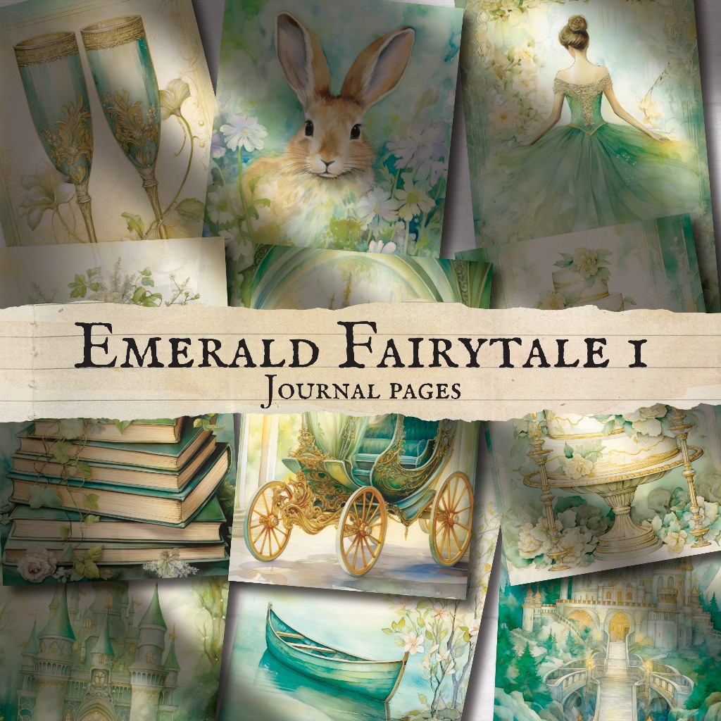 

EMERALD FAIRYTALE 1 - JOURNAL PAPER - WALL DECOR - DECOR PAPER VINTAGE