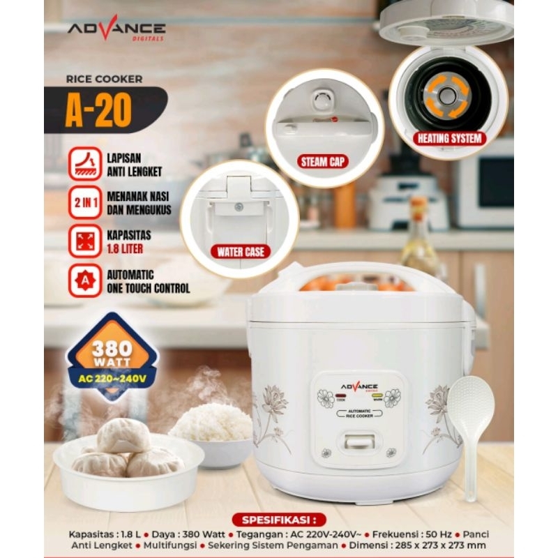 Advance Rice Cooker Magic Com A-20 Garansi Resmi Advance 1 Tahun