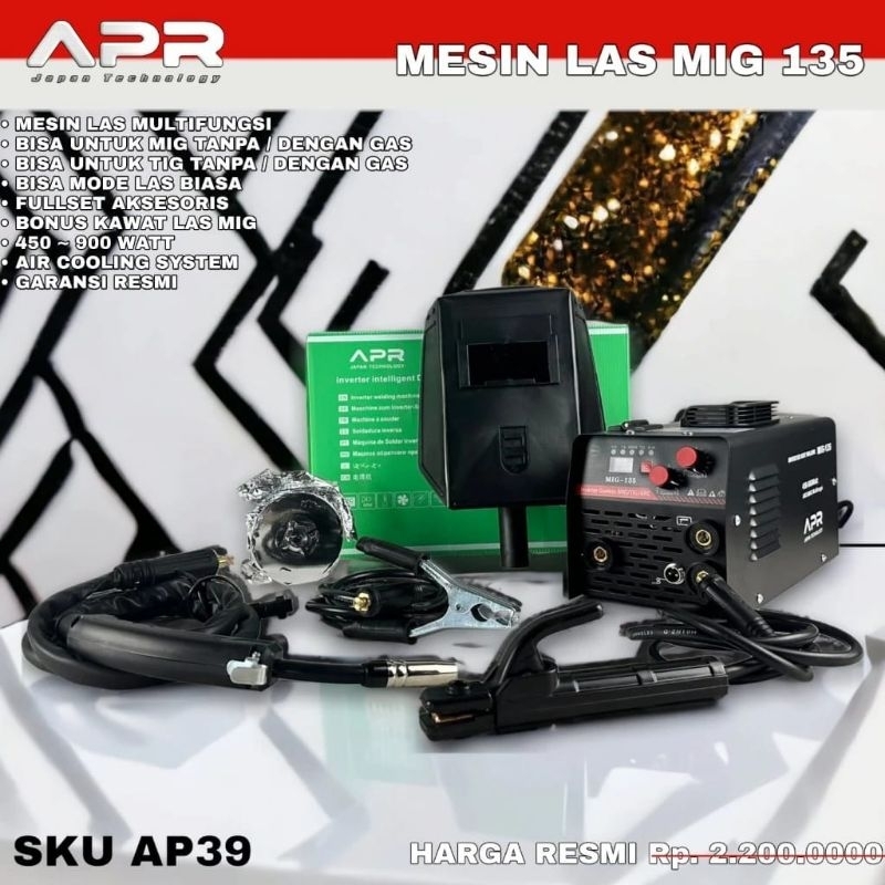 Mesin Las Multifungi MIG TIG STICK NON CO2 900W 135A APR JAPAN TECHNOLOGY AP39 GARANSI 5 TAHUN