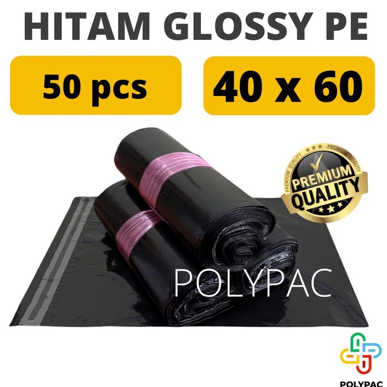 

Stok banyak Polymailer HITAM GLOSSY [40x60] isi 50 pc - Polymailer Hitam Premium G0S