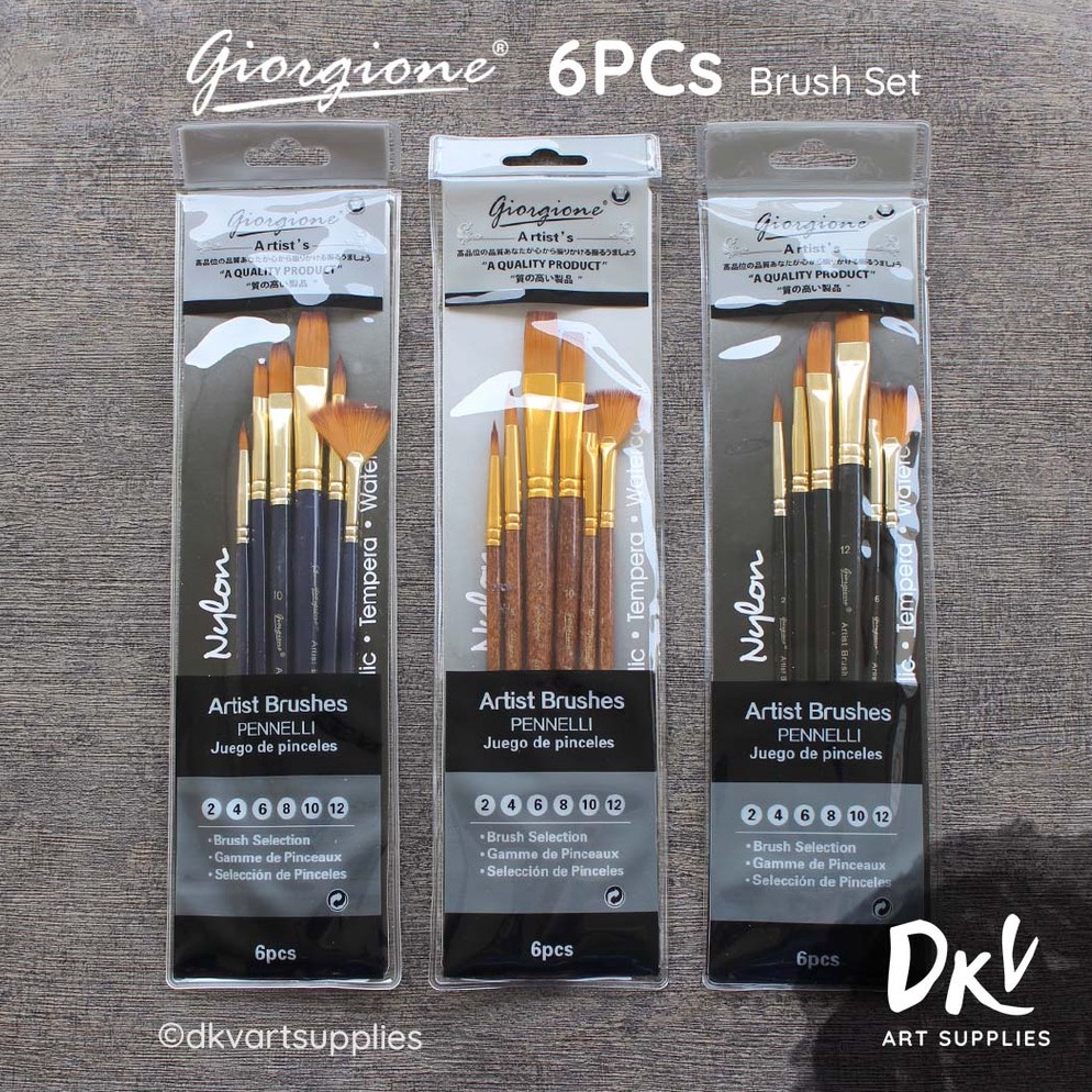 

Kekinian Giorgione Brush Set 6 pcs G-6030H Kuas Lukis Nylon 05H