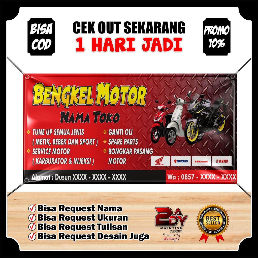 Spanduk Banner Bengkel Motor Racing / Banner Toko Bengkel Motor