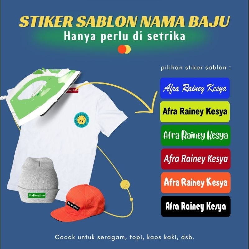 

STICKER SABLON LABEL NAMA BAJU KAOS / SERAGAM / TOPI