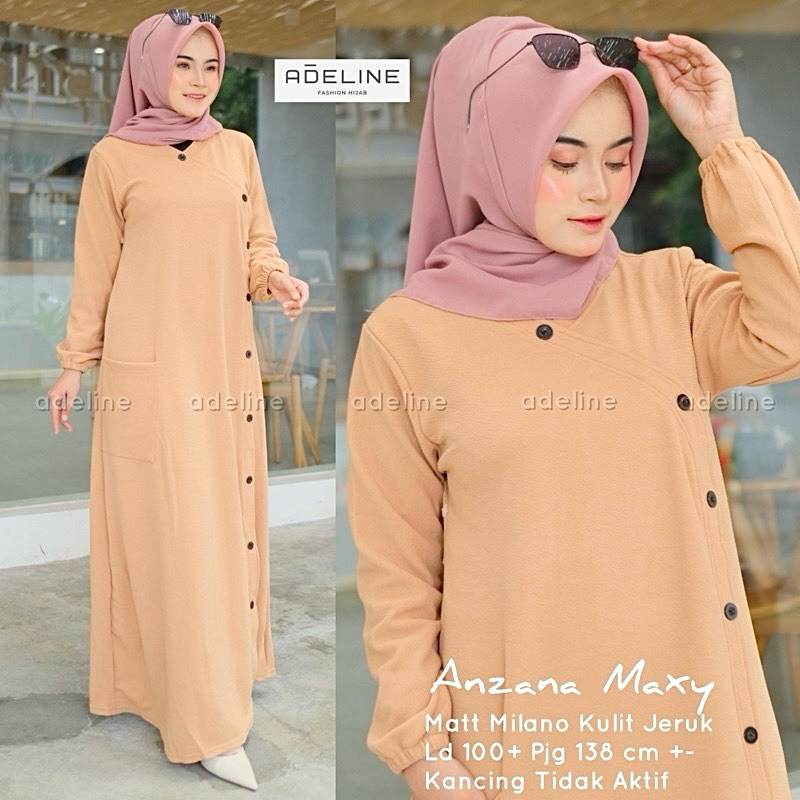 AM - ANZANA Maxy Gamis Wanita Muslim Lemon Skin Milano Melar-1