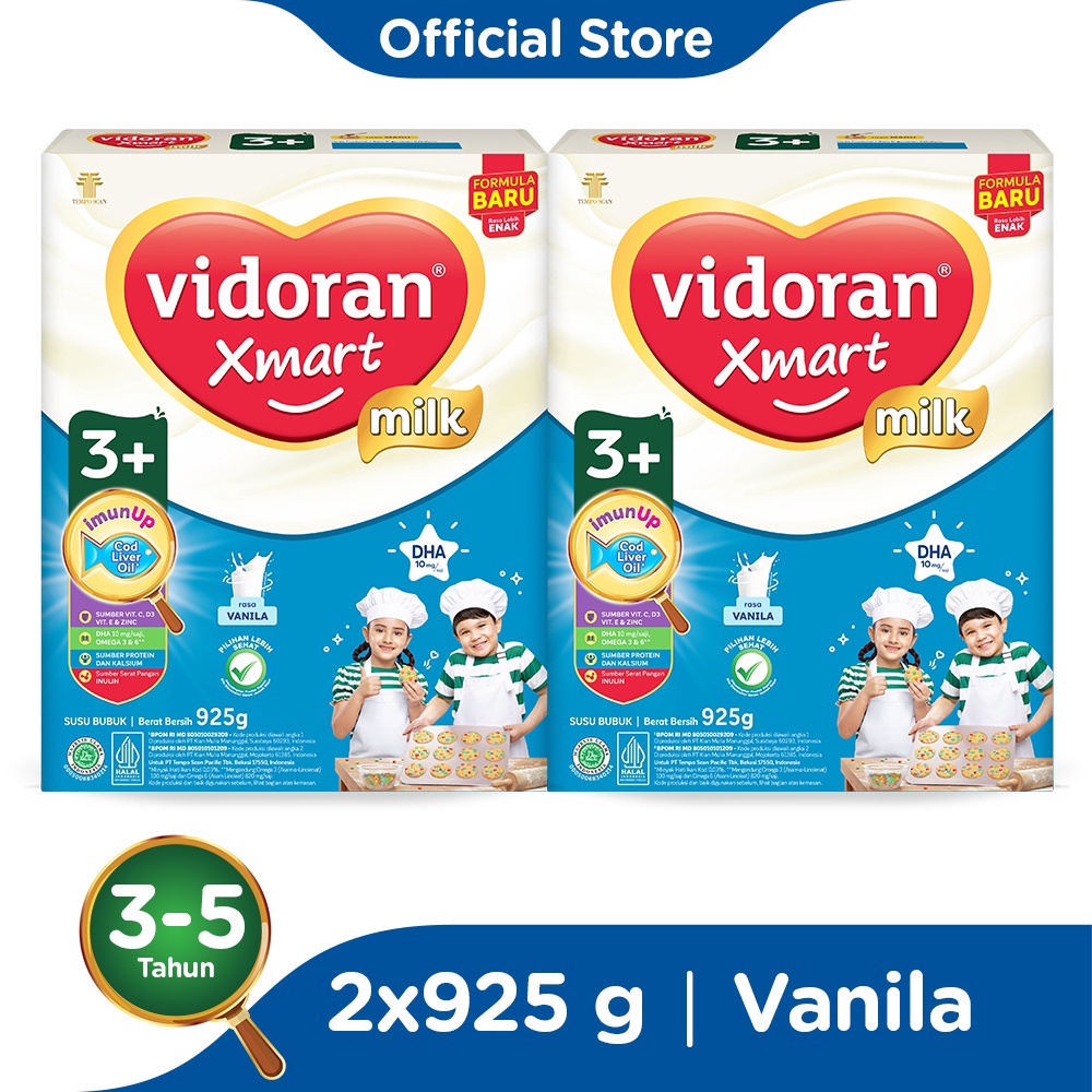 Grosiran Murah Vidoran Xmart 3+ Imun Up Susu Formula All Variant [925 g] / 2 pcs - Exp : 07.2024 gro