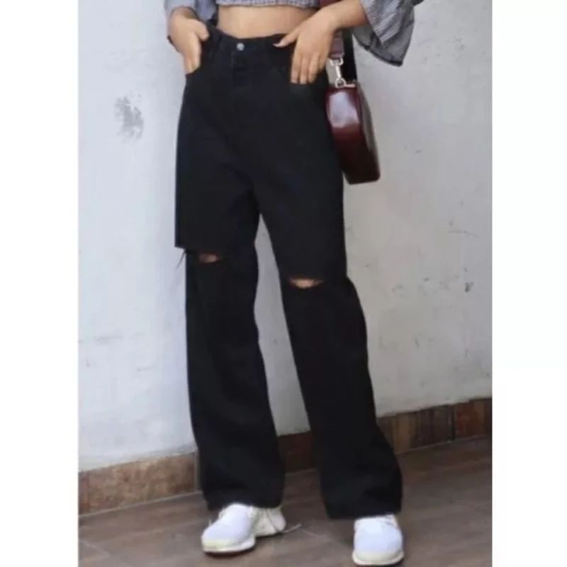 Boyfriend Kulot Jeans Sobek High Waist // Kulot Jeans Sobek Lutut