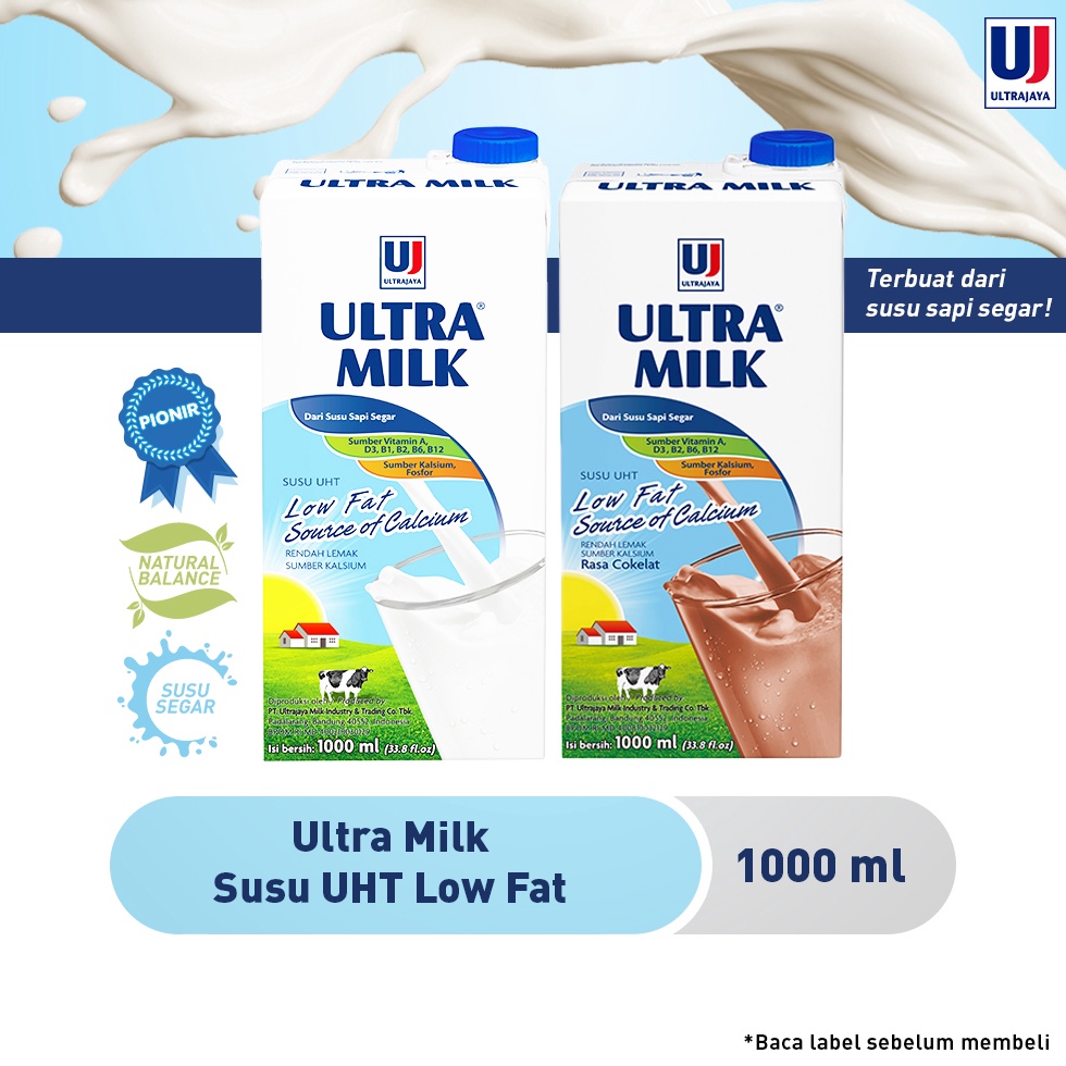 

Bests3ller Ultra Milk Susu UHT Low Fat 1L - Plain / Cokelat [244]