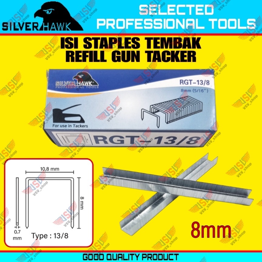 

ISI Staples gun 13/8 SilverHawk Refill Gun Tacker Stapler Staples Jok 8mm