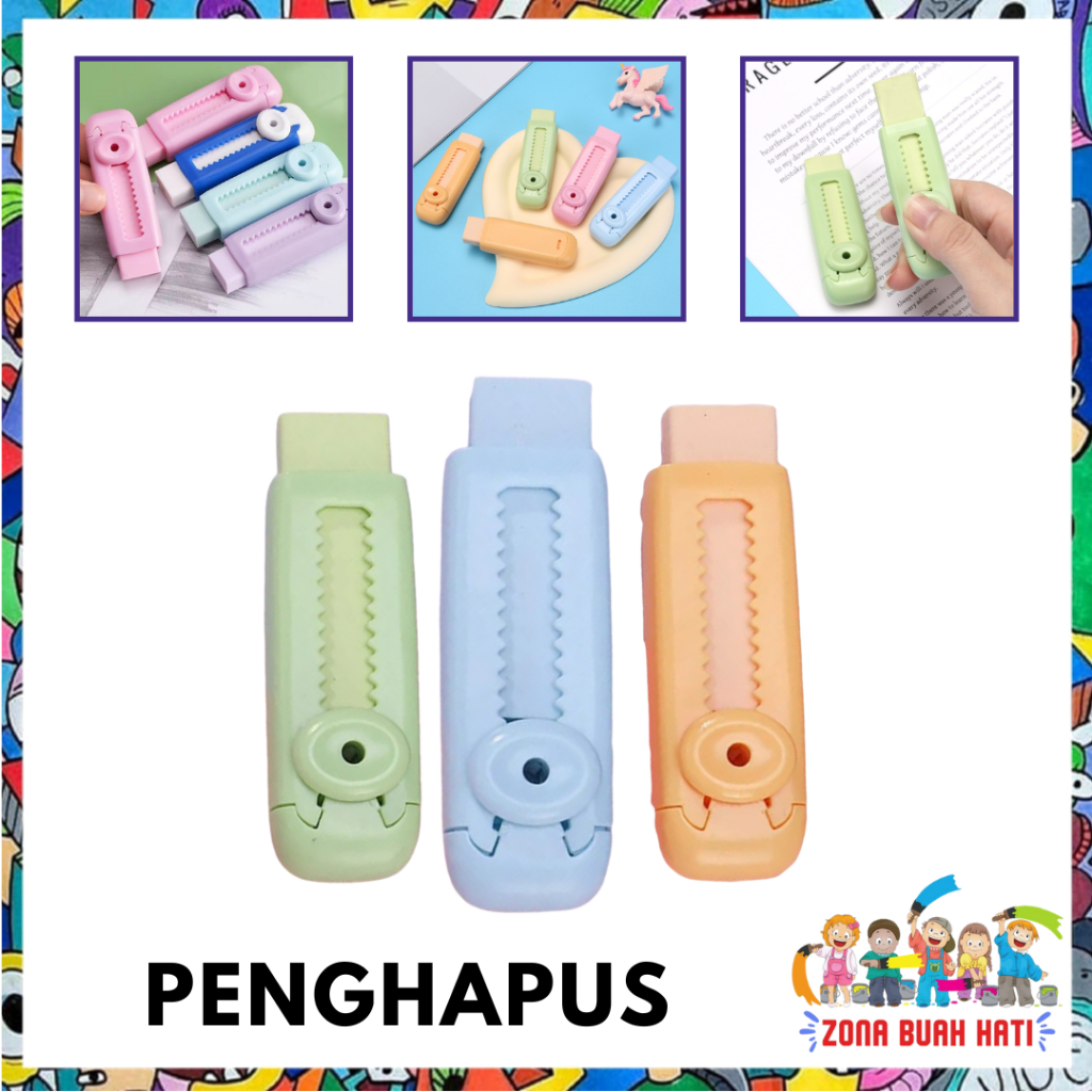 

ZBH Penghapus Pensil Dorong Warna Pastel Penghapus Mekanik Lucu Mechanical Eraser Push & Pull Retractable Perlengkapan Sekolah Anak Sliding Eraser Hapusan Mekanik Warna Lucu Tidak Meninggalkan Serpihan