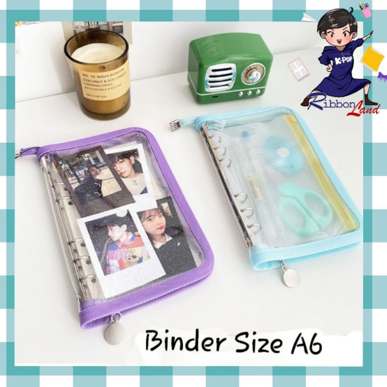 

Stok Banyak.. A6 Binder Resleting Cover PVC Glitter Ring 6 Silver Seri Ayuri AR7