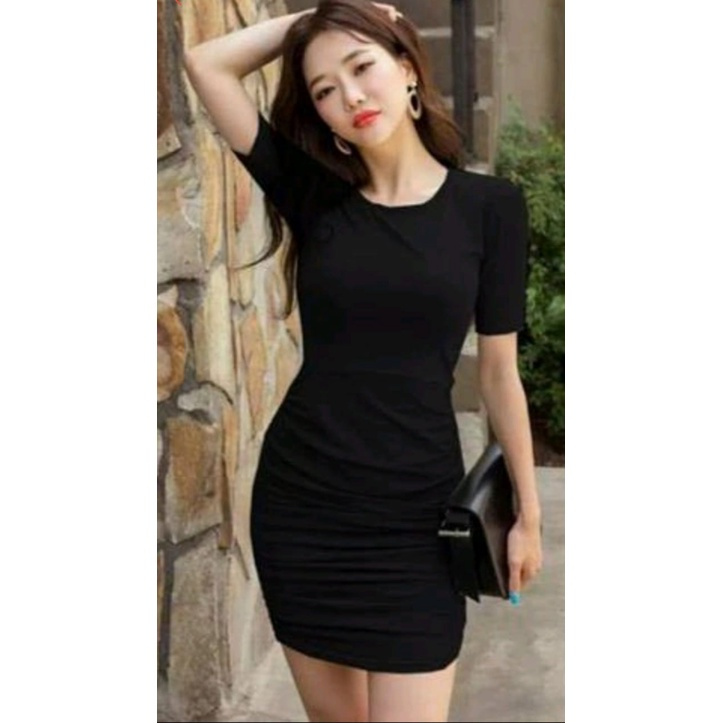 MINI DRESS / DRESS KETAT / DRES K0REAN / DRESS WANITA KEKINIAN / DRES KETAT LENGAN PENDEK