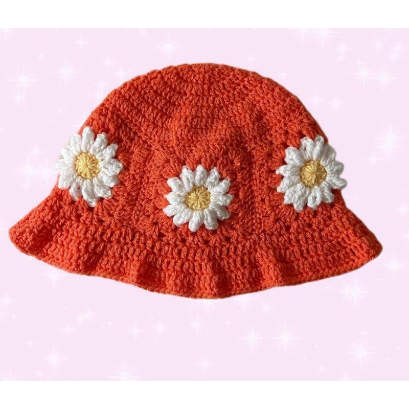 HANDMADE GRANNY SQUARE BUCKET HAT/JOY RED VELVET HAT/ TOPI JOY RED VELVET/AESTHETIC ESTETIK/KAWAI ST