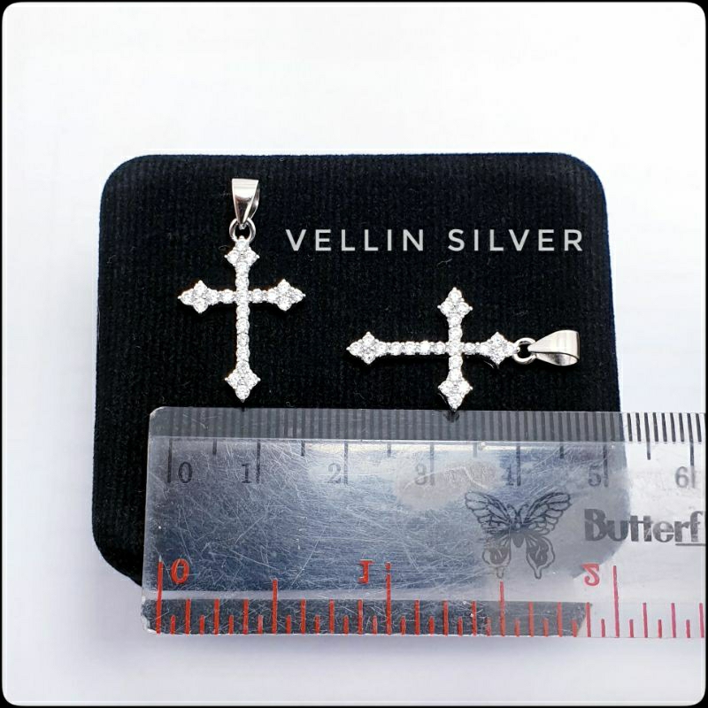 PERHIASAN LIONTIN SALIB PERAK SILVER 925 LAPIS EMAS PUTIH / BANDUL SALIB SILVER 925