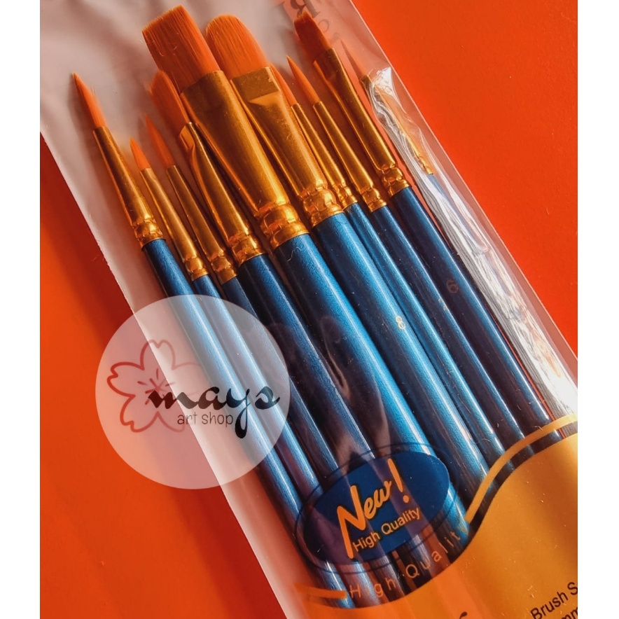 

[♛Y31>] [10 Pcs] Kuas Lukis Set Isi 10 pcs Mix - Nylon Brush 10 pc - Artist Painting Brush Flat Round Filbert Lancip Liner Detailing- Cat Air Akrilik Acrylic Oil Minyak Murah Langsung proses