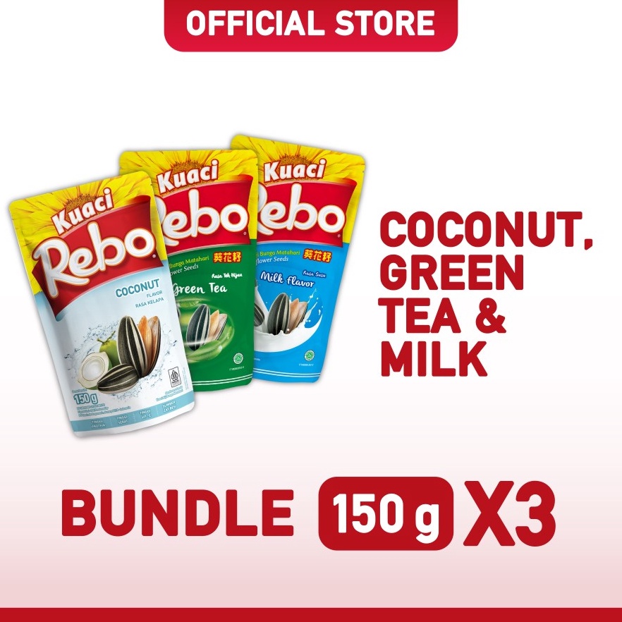 

[©B24/] Rebo Kuaci Bundling 3 PCS 150 Gram - Coconut, Green Tea & Milk Stock Masih Banyak