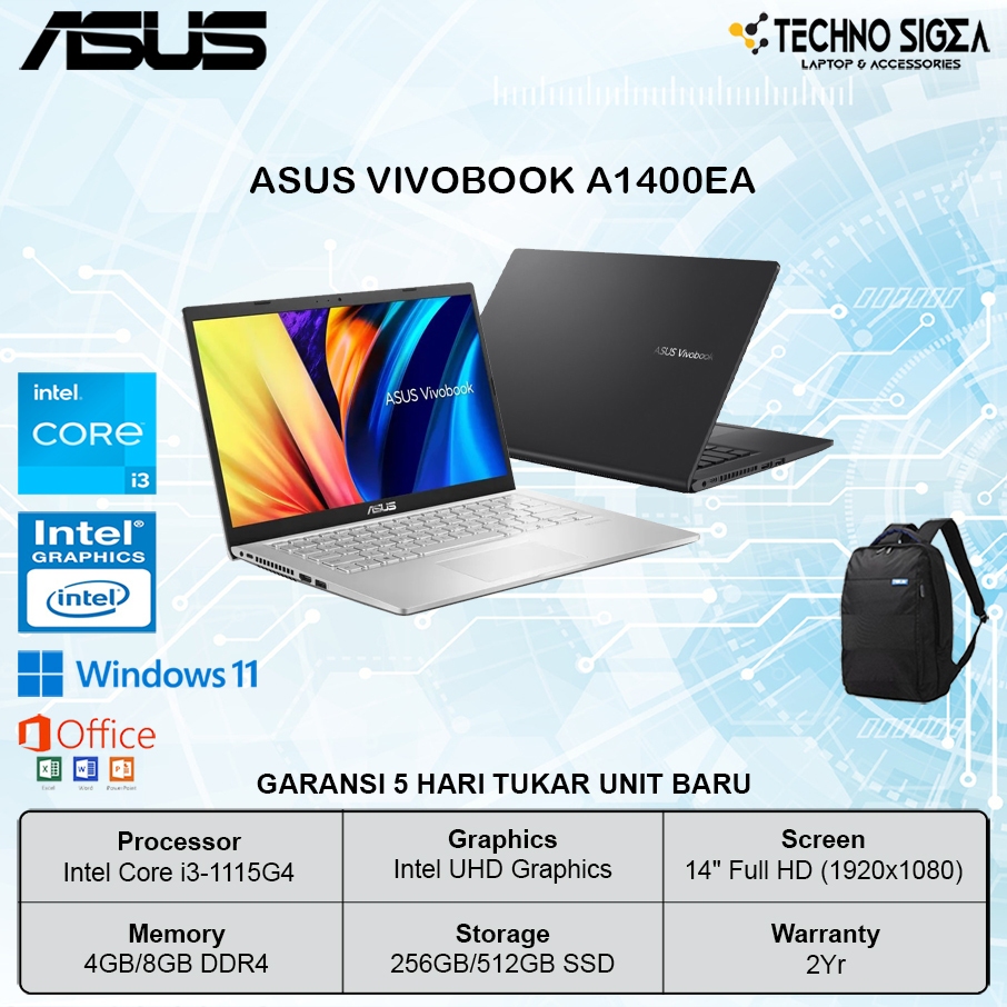 ASUS Vivobook 14 A1400EA i3 1115G4 8GB 256GB 14.0 FHD