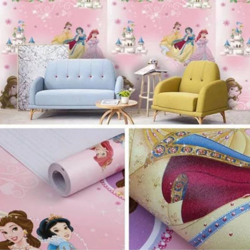Wallpaper Sticker Dinding Karakter Princess Pink Dekorasi Dinding Kamar Anak Kekinian