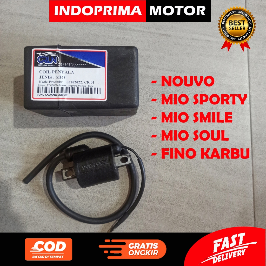 CRUN COIL BUSI HITAM YAMAHA NOUVO. MIO KARBU. MIO SOUL. MIO SMILE DAN SPORTY 5LW 5TL 28D 14D