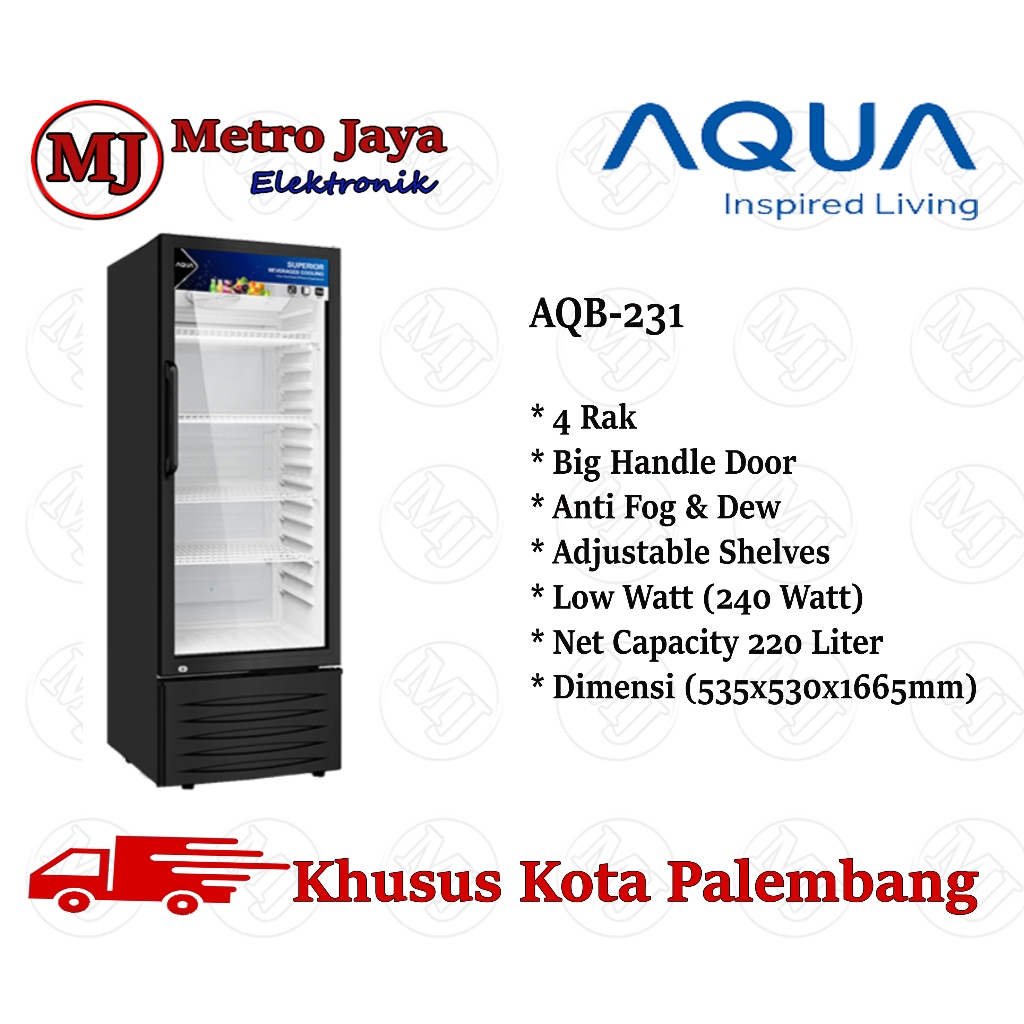 SHOWCASE AQUA JAPAN AQB 231 4 RAK DISPLAY COOLER KULKAS LOW WATT
