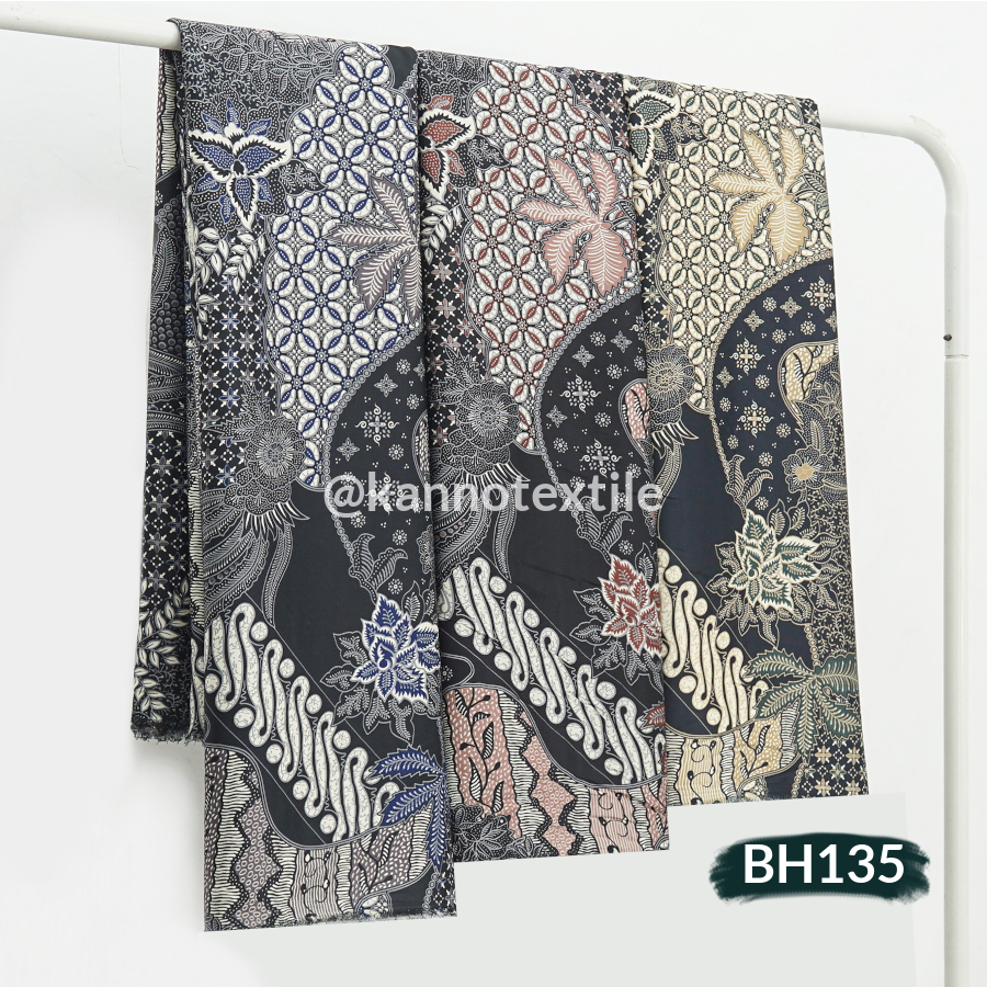 KAIN BATIK HALUS SEMI SUTRA BH135 MOTIF BUNGA LIRIS WARNA BIRU/SALEM/HIJAU