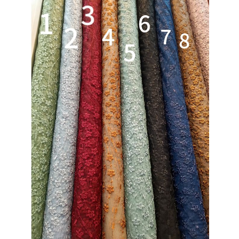 kain tile brukat , Tulle motif meteran