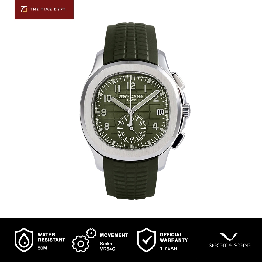 Specht & Sohne SP0006-4  Chronograph Homage Hijau Jam Tangan Seiko Quartz Movement