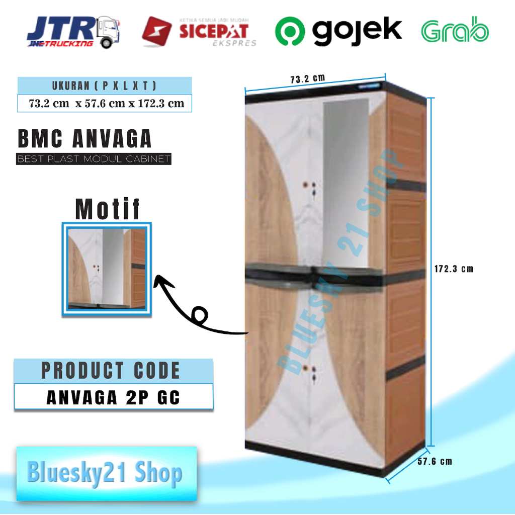 Best Plast by Olymplast Lemari Pakaian Plastik Rak 2 Pintu / Lemari Baju Plastik Gantung 2 Pintu Den