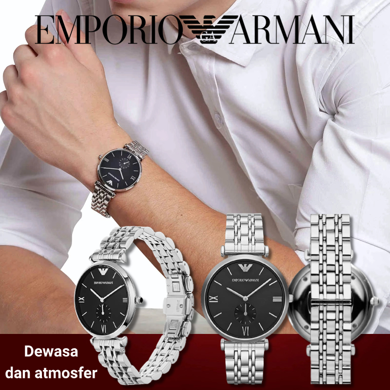COD【100% Original】Emporio Armani watch - AR1676 Jam Tangan Pria dan wanita Fashion Kasual  Jam Tangan Kuarsa Hitam Sederhana Klasik