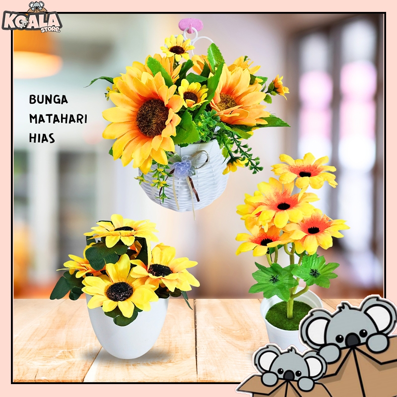 Bunga Matahari Hias Plastik Pot Ornamen Pohon Bonsai Dekorasi Rumah KoalaStore PBP34