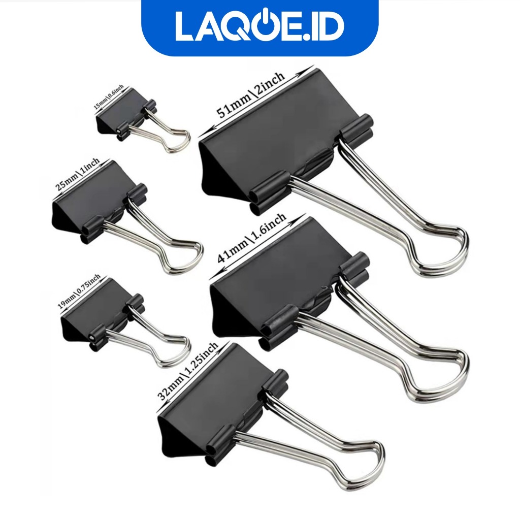 

1 Lusin Binder Clip Penjepit Kertas Klip Logam Anti Karat Berkualitas ATK008