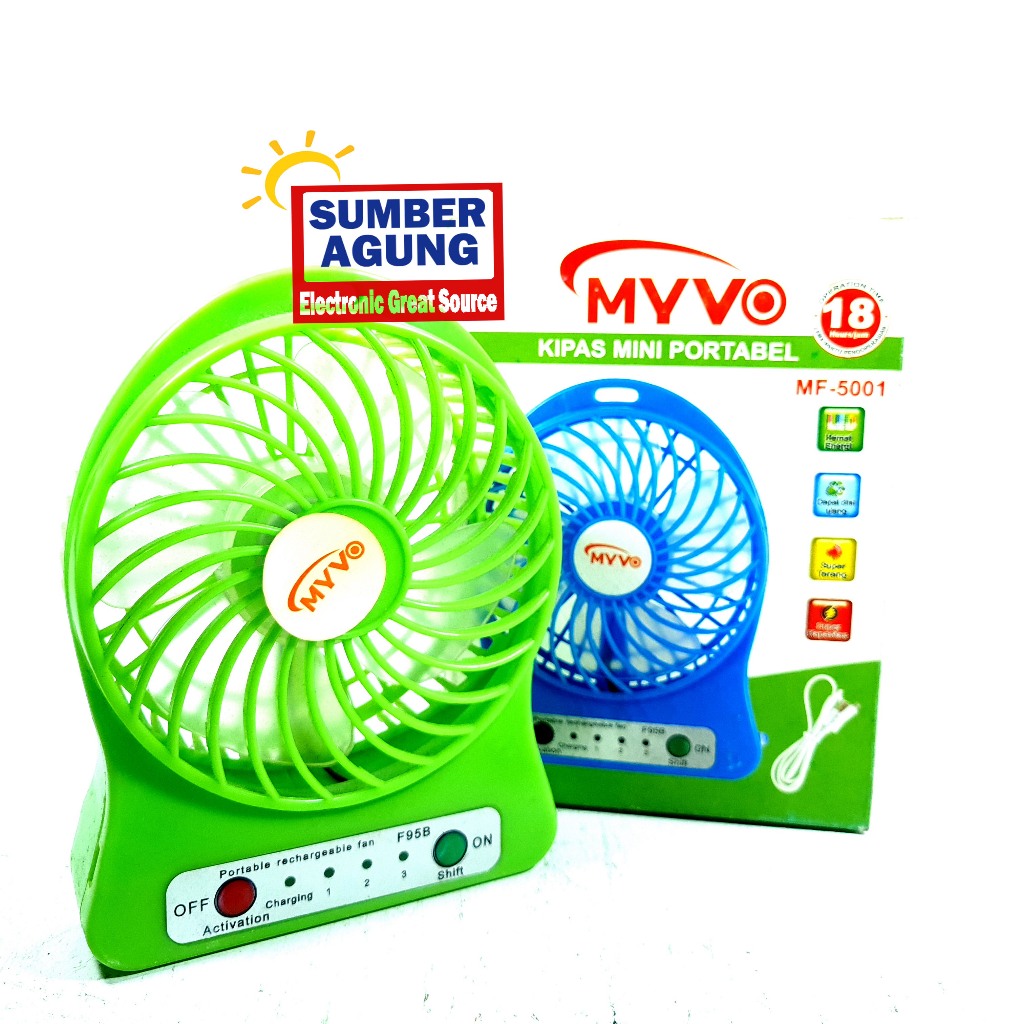 Myvo MF5001 Kipas Mini Portable F95B Bisa Menyala Hingga 18Jam Kipas Kecil Dibawa Bawa