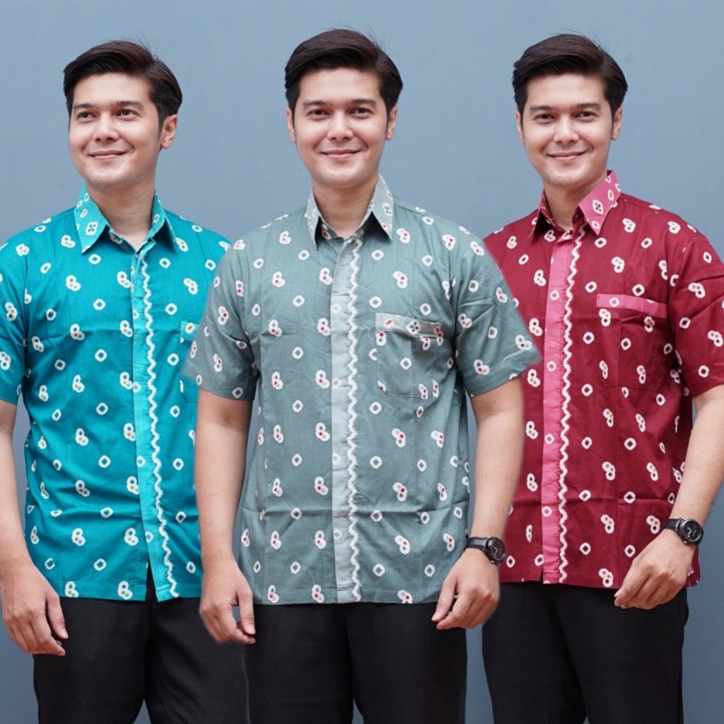 Kemeja Batik Pria Lengan Pendek Motif Jumputan