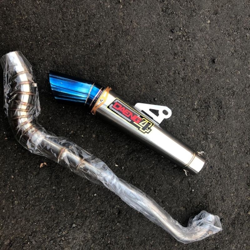 Daeng Sai4 Conical Open Exhaust Pipe Click 125/150 Mio i Xrm Fury Sporty Beat Carb/Fi Big Elbow+Canister 51mm