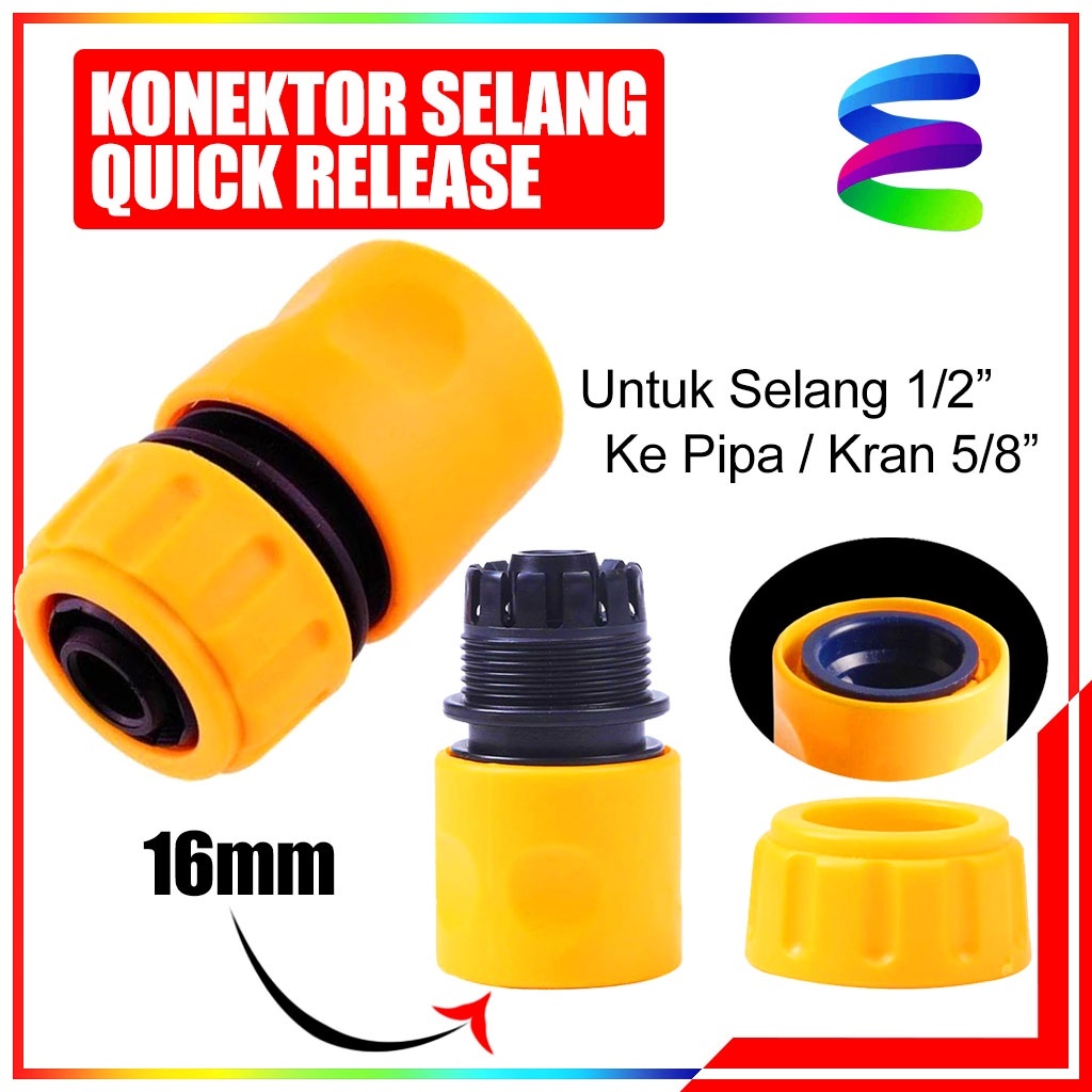 Konektor Selang 1/2" Quick Release In Connetor Hose Quick Release 12mm Ke 16mm / Penyambung Selang Q