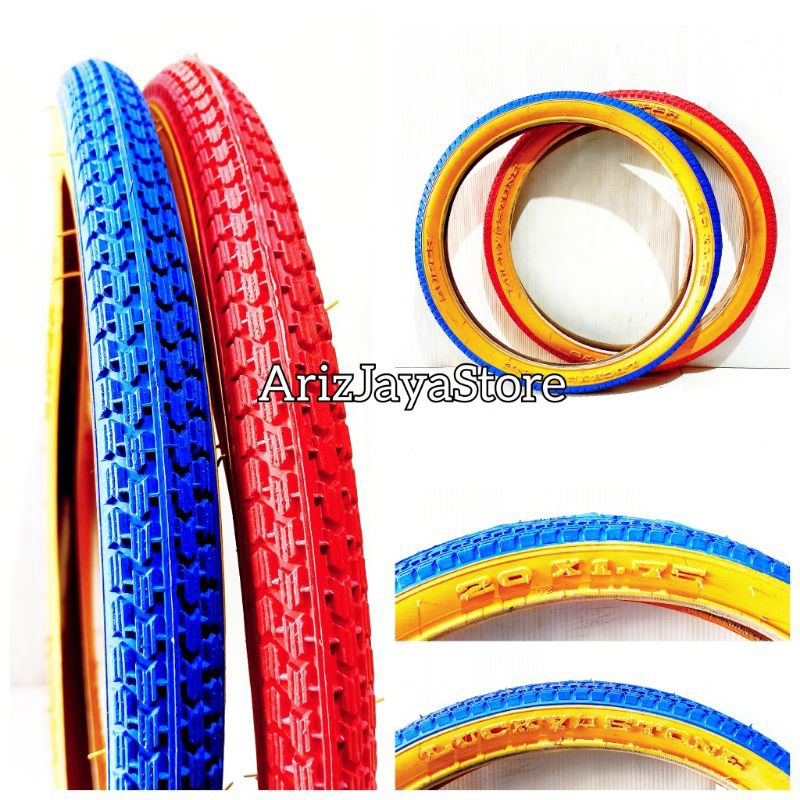 Ban Luar Sepeda 20×1.75 Anak Lipat Mini BMX Warna Biru Merah Lucky Stone