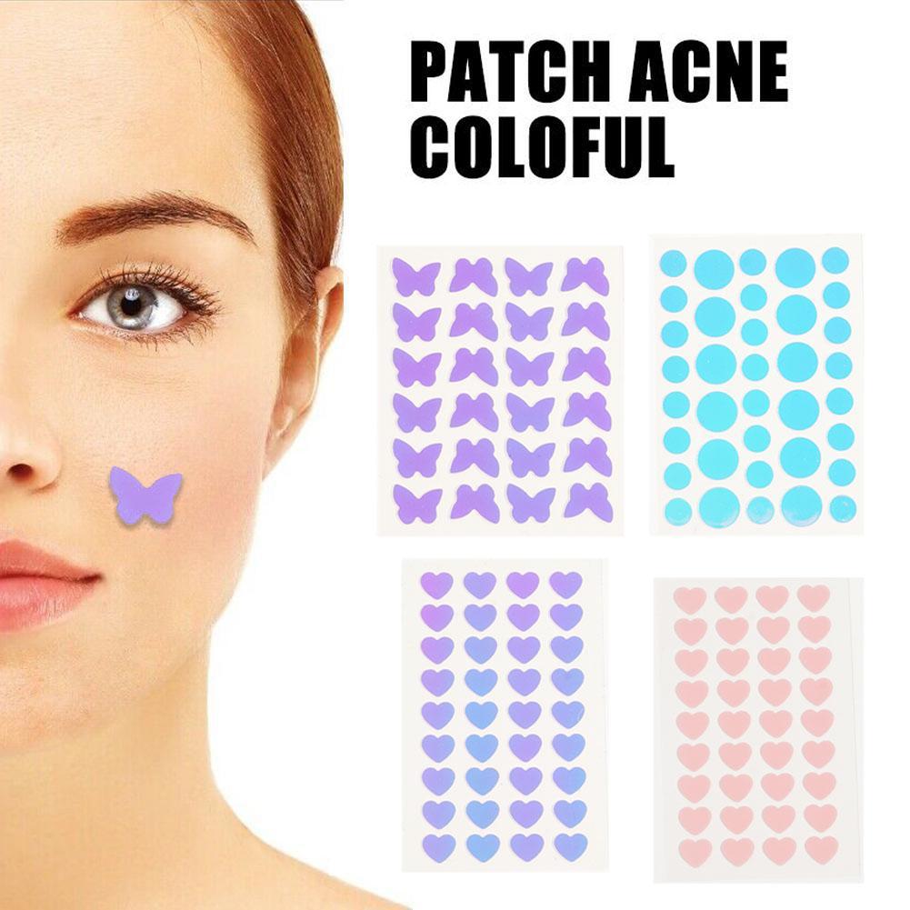 

36 Akne Cinta Warna Stickers with Love Shaped Water Colloid Acne Stickers Pink Butterfly Love Acne Stickers
