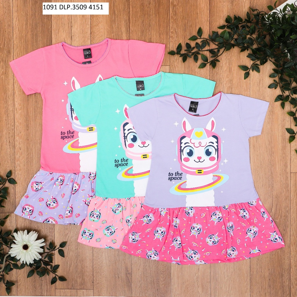 V3 / We3 Daster Dress Baju Tidur Piyama Anak Perempuan Tangan Pendek 1-12Tahun NEW