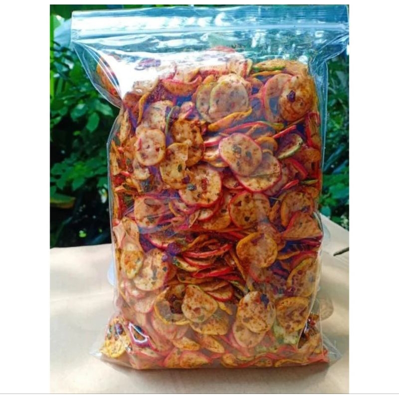 

Krupuk warna warni pedas/krupuk warna warni pedas daun jeruk 250gram