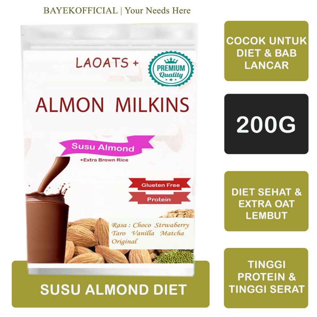 

Susu Almond Diet Penurun Berat Badan Diet Milk Diet Low Fat Oat Milk susu Rendah Lemak Untuk Diet Laoats (200G)