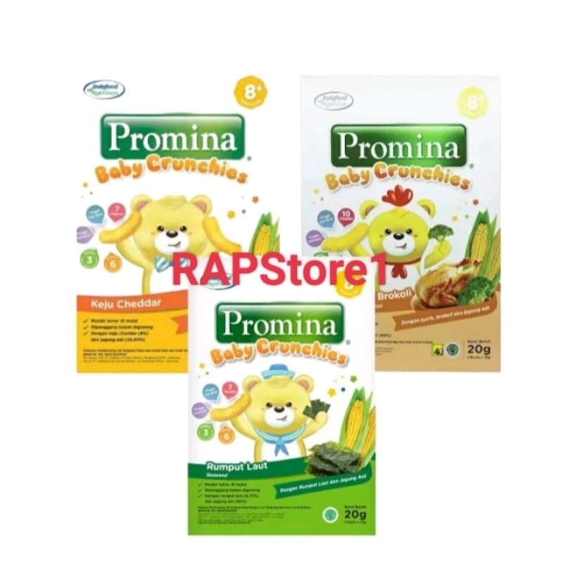 Promina Baby Crunchies Puff Keju Rumput Laut Ayam Brokoli Snack Camilan Bayi Balita Mpasi 8+
