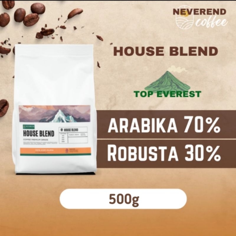 

KOPI HOUSE BLEND TOP EVEREST ARABIKA ROBUSTA 50:50 500gram KOPI PREMIUM Biji dan Bubuk