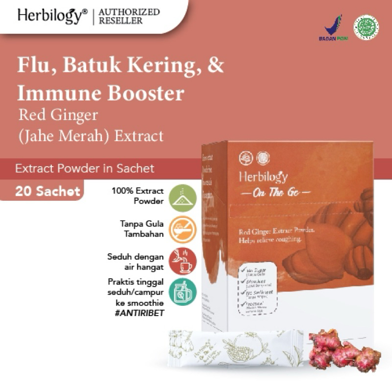 

Herbilogy Red Ginger (Jahe Merah) Extract Powder on the go - 20 sachet/ meredakan batuk / anti inflamasi / antibodi / imunitas / mual