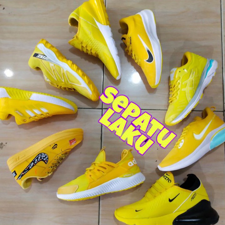 Terlaku. SEPATU OLAHRAGA WANITA SEPATU SPORT CEWEK SEPATU SENAM AEROBIK WARNA KUNING SEPATU RUNNING