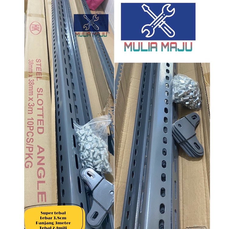 Diskon Besi Rak Siku Lubang Tebal 2.1mili 3.8cm Besi Siku Lubang Tebal 2.1mm 3meter (perbatang)