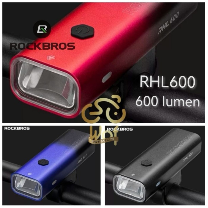 Promo Rockbros 600Lm Rhl600 Lumens Lampu Depan Senter Sepeda Front Light Bicycle Rhl 600 Lumen