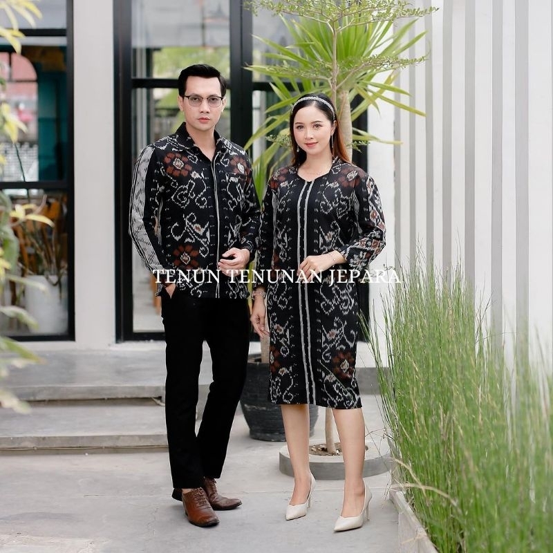 BAJU COUPLE TENUN TENUN TROSO MOTIF BUNGA KALIMANTAN KODE 901A