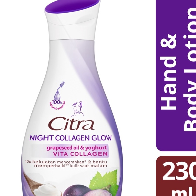 Best Citra Night Collagen Glow Hand & Body Lotion 210ml Stok Banyak