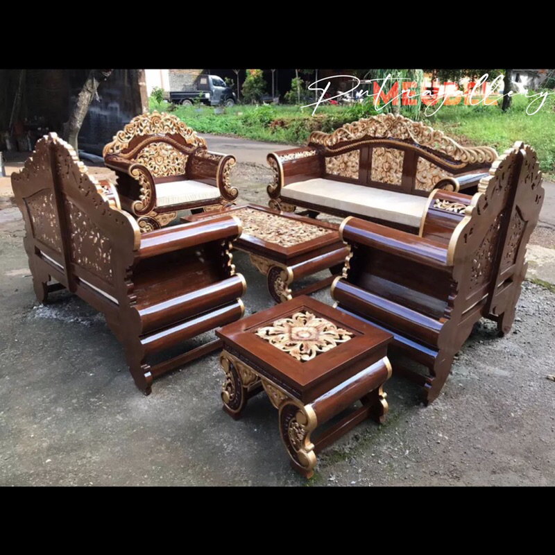 Kursi Tamu Madura Arjuna Jumbo + Busa Matras Full Kayu Jati Jepara