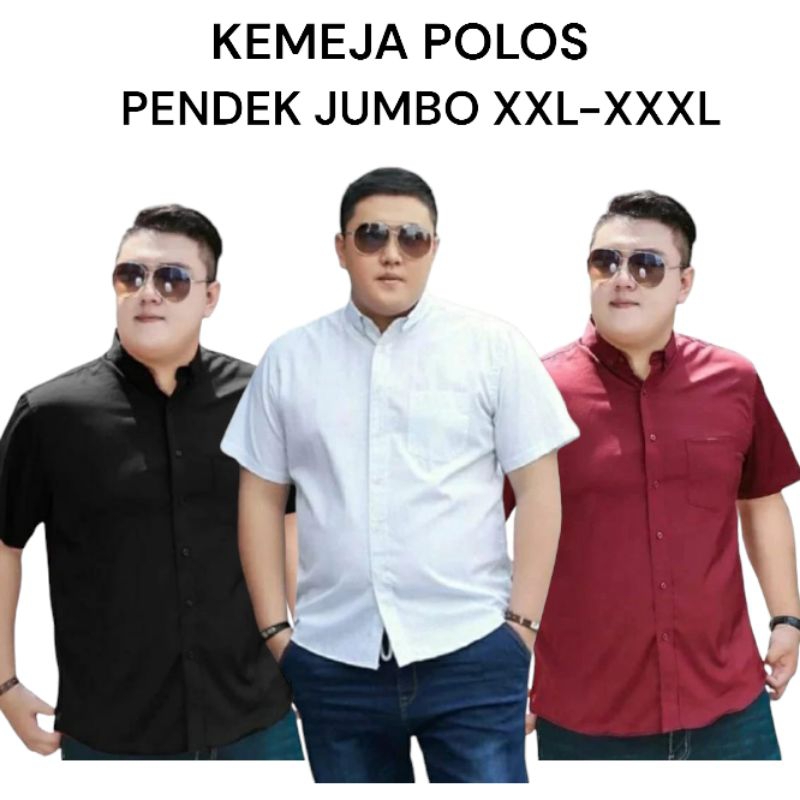 Baju Kemeja Polos Basic Pria Lengan Pendek Jumbo XXL-XXXL Kemeja Distro Pria Oversize Hem Polos Cowo